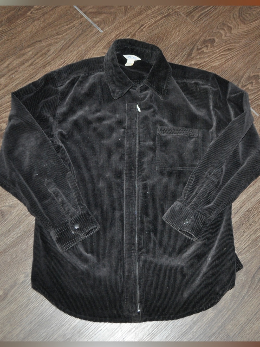 Cherokee Black Corduroy Zip-Front Shirt Jacket
